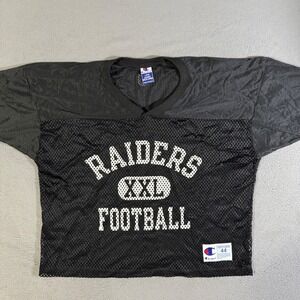 Vintage 80s Champion Oakland Raiders Football Jersey Size 44 NFL‎ Mesh Black